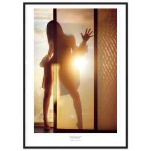 « Sunset »  en papier semi-brillant encadré en bois