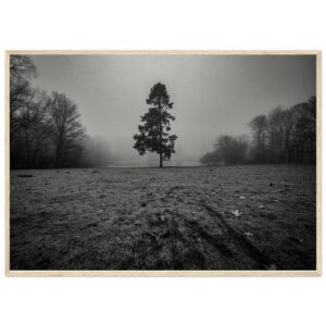 « Seul » Poster qualité musée en papier mat encadré en bois